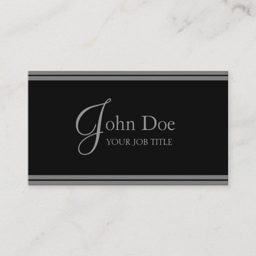 Customizable YourJobTitle Elegant Black/Silver Stripes Business Cards