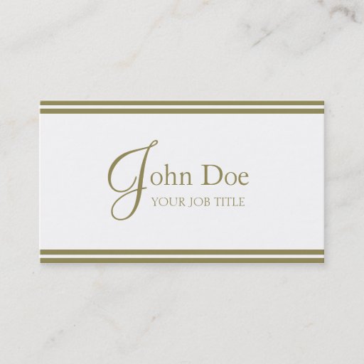 Customizable YourJobTitle Elegant White/Gold Stripes Business Card Template