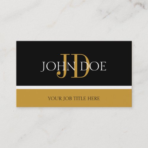 YourJobTitle Monogram Black/Yellow Gold Business Card Templates