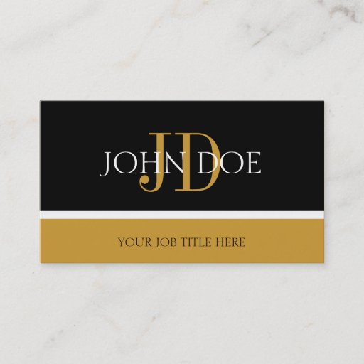 Customizable YourJobTitle Monogram Black/Yellow Gold Business Card Templates