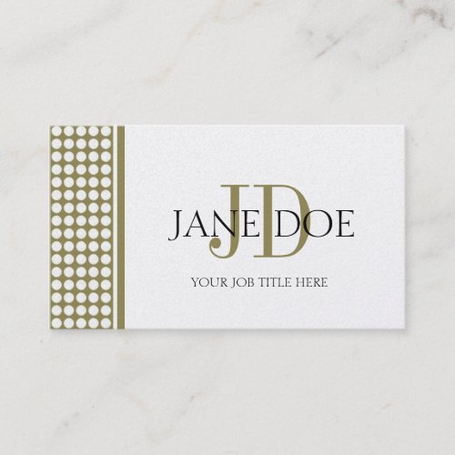 YourJobTitle Monogram Dot Gold Paper Business Card