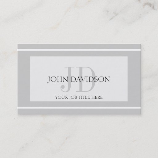 Customizable YourJobTitle Monogram Initials White Silver Business Card Template