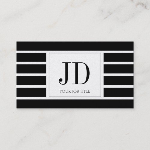 YourJobTitle Monogram/Striped/Black/Platinum Business Card Template
