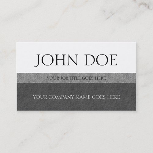 YourJobTitle Silver Grey Marble Stone White Paper Business Card