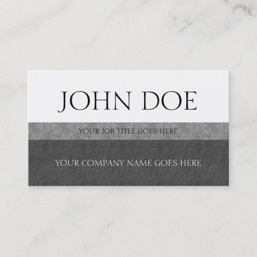 Customizable YourJobTitle Silver Grey Marble Stone White Paper Business Card