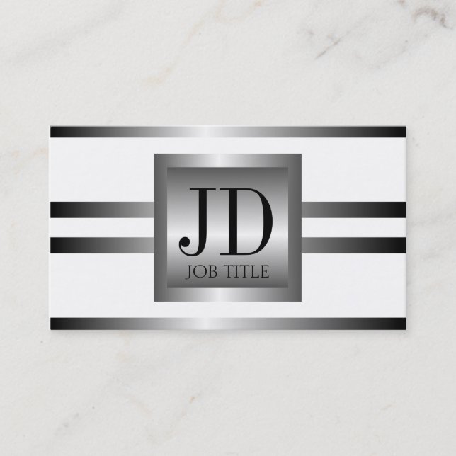 YourJobTitle Silver Metal Metallic Business Card (Front)