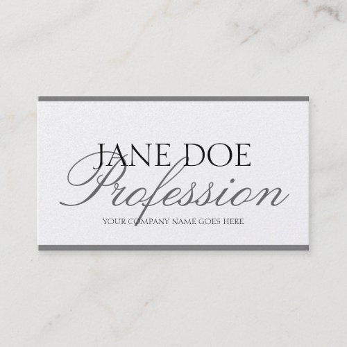 YourJobTitle Silver Script Platinum Paper Business Card Template