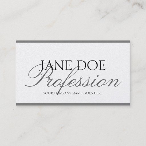 Customizable YourJobTitle Silver Script Platinum Paper Business Card Template