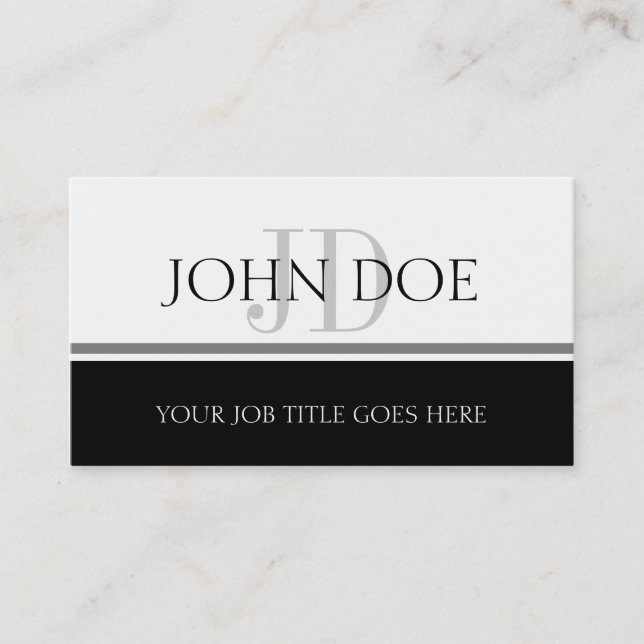 YourJobTitle Silver Stripe W/W Horiz Business Card (Front)
