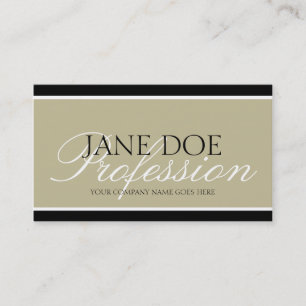 YourJobTitle Tan/White Script/Black Borders Business Card