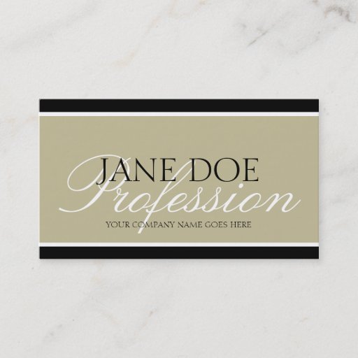 Customizable YourJobTitle Tan/White Script/Black Borders Business Card Template
