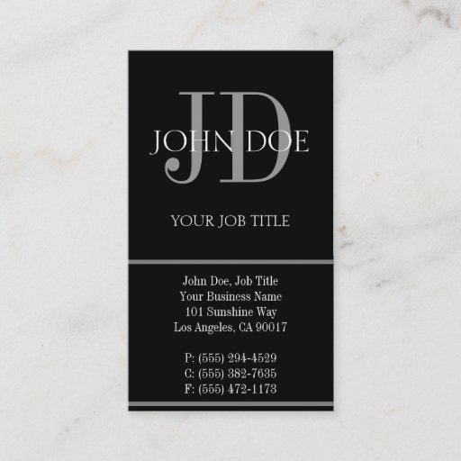 Customizable YourJobTitle Vertical Black Business Card Template