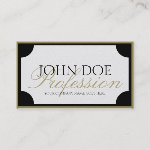 YourJobTitle W/B Gold Border/Customizable Script Business Card