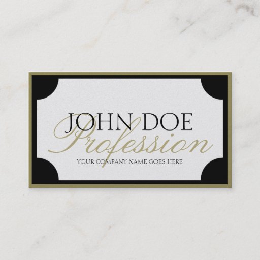 Customizable YourJobTitle W/B Gold Border/Customizable Script Business Card