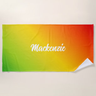 YourName in White Text on Tropical Coloured Beach Towel