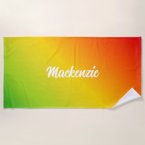 YourName in White Text on Tropical Coloured Beach Towel