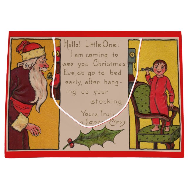 Yours Truly, Santa Claus Large Gift Bag (Front)