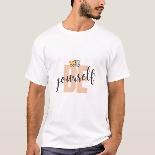 yourself & cute cat design t-shirt (Front)