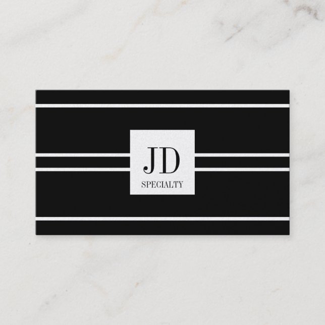 YourSpecialty Black Striped Pendant Gold Paper Business Card (Front)