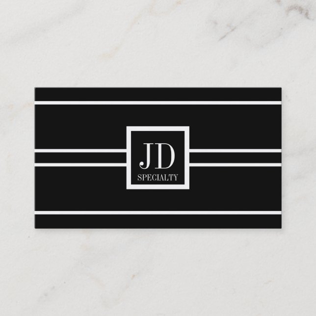 YourSpecialty Black/White Striped Pendant Business Card (Front)