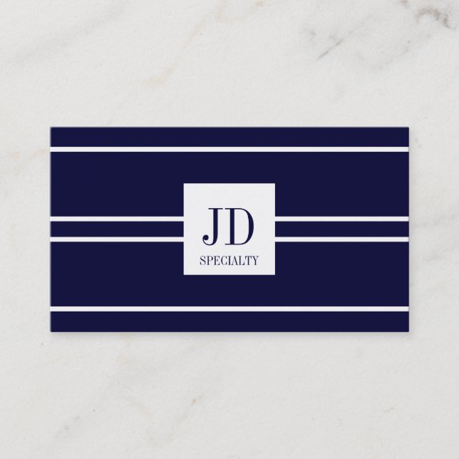 YourSpecialty Dark Blue/White Striped Pendant Business Card (Front)
