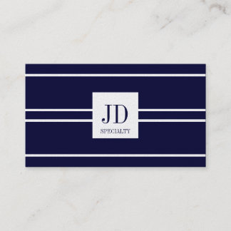 YourSpecialty Platinum Dark Blue Striped Pendant Business Card