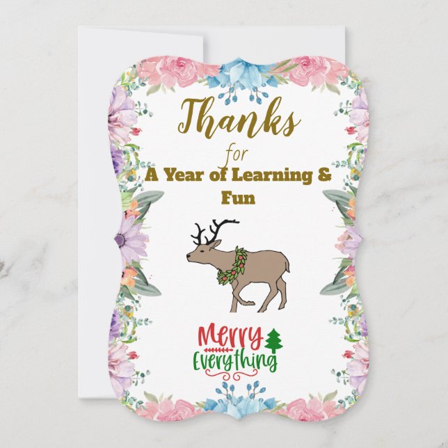 YouTeacher Superhero Custom Flat Thank You Card  (Front)