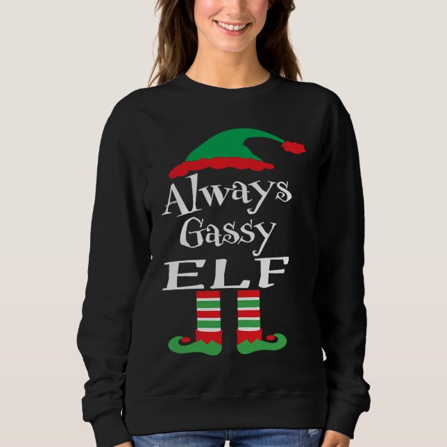 Youth Always Gassy Elf  Family Christmas Matching Sweatshirt (Front)