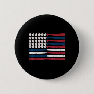 Youth American Flag Baseball Bat Patriotic Button