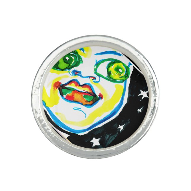 Youth and Optimism watercolor painted ring (Front)
