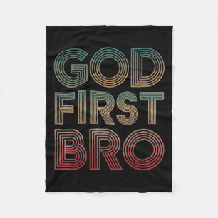 Youth Boy God First Bro Funny Christian God Brothe Fleece Blanket