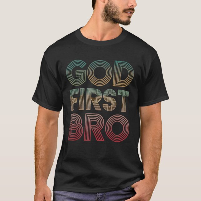 Youth Boy God First Bro Funny Christian God Brothe T-Shirt (Front)