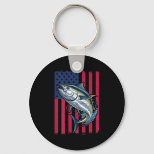 Youth Boys Deep Sea Fishing American Flag Bluefin  Keychain