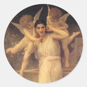 Youth by Bouguereau, Victorian Angels Portrait Classic Round Sticker