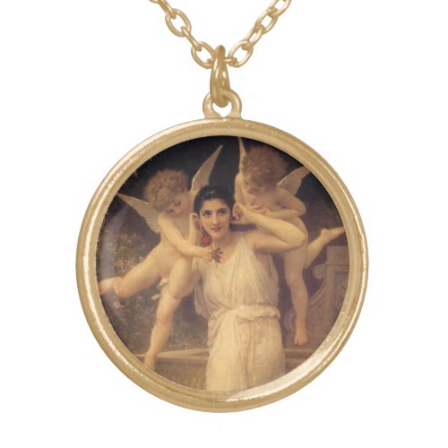 Youth by Bouguereau Victorian Angels Portrait Gold Plated Necklace
