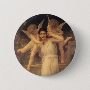 Youth by Bouguereau, Victorian Angels Portrait Pinback Button
