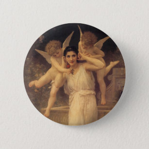 Youth by Bouguereau, Victorian Angels Portrait Pinback Button