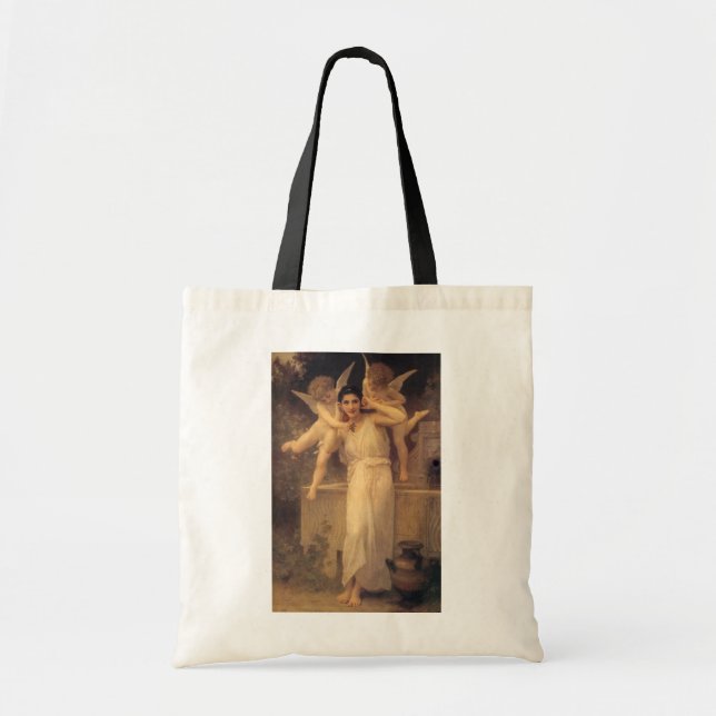 Youth by Bouguereau, Victorian Angels Portrait Tote Bag (Front)