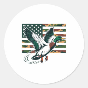 Youth Camo Mallard Duck Hunting Camouflage America Classic Round Sticker