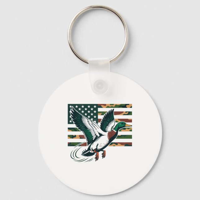 Youth Camo Mallard Duck Hunting Camouflage America Keychain (Front)