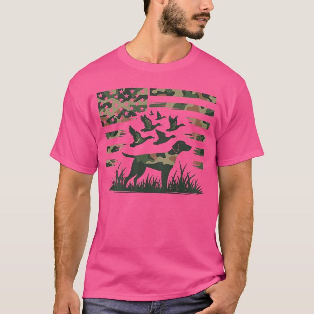 Youth Camo Mallard Duck Hunting Dog Camouflage Ame T-Shirt (Front)