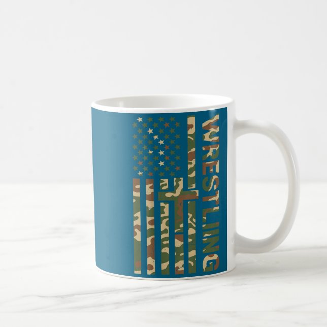Youth Camo Wrestling American Flag Us Patriotic Bo Coffee Mug (Right)