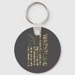 Youth Camo Wrestling American Flag Us Patriotic Bo Keychain
