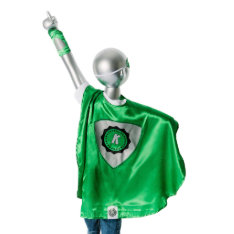 Youth Green Superhero Costume With Black Shield at Zazzle