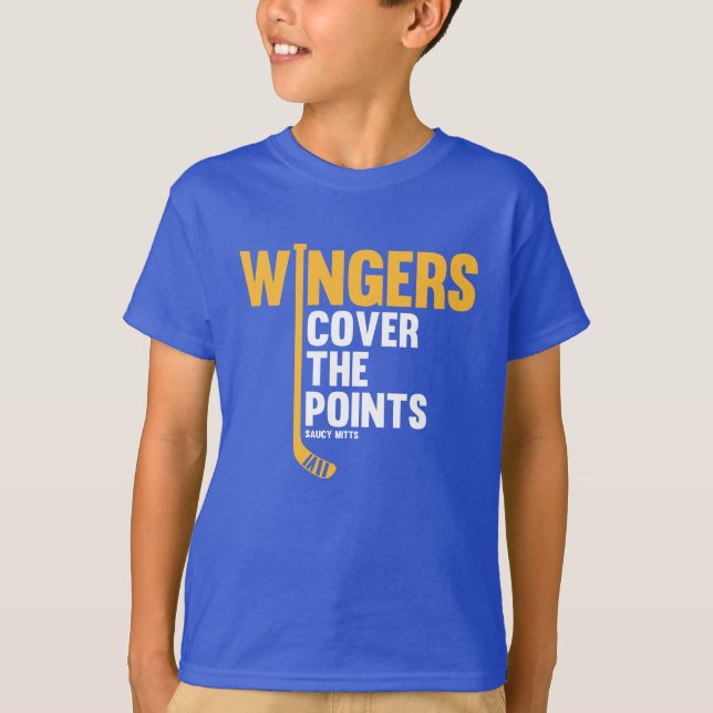 Youth Hockey Wingers Cover The Points T-Shirt (Front)