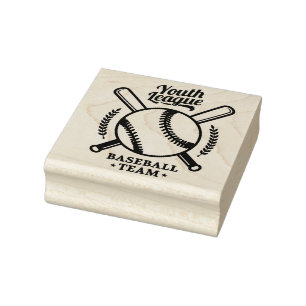 Youth League Baseball Team Rubber Stamp