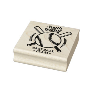 Youth League Baseball Team Rubber Stamp