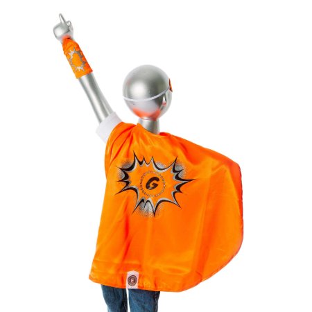 Youth Orange Superhero Costume With Black Pow