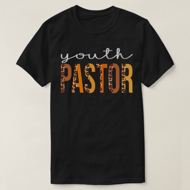 Youth Pastor leopard Squad Cute Fall Autumn Thanks T-Shirt (Design Front)
