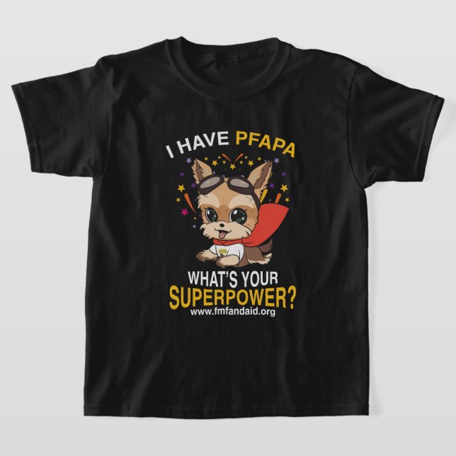 Youth PFAPA Superpower Black T-Shirt (Laydown)